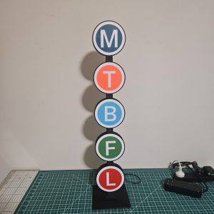 Vertical Roundel Stand with Custom letters/colours/logos - 70cm - optional lights